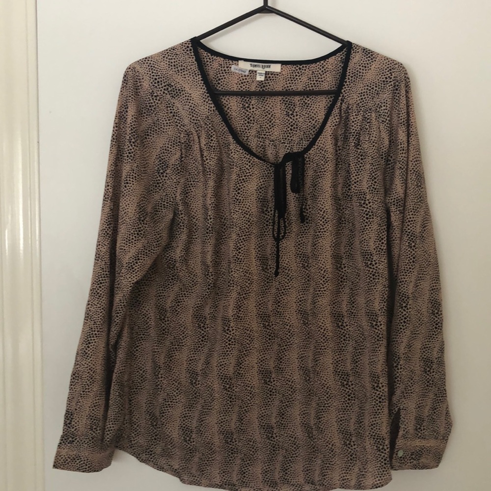 Daniel Rainn Tie Front Long Sleeve Print Blouse
